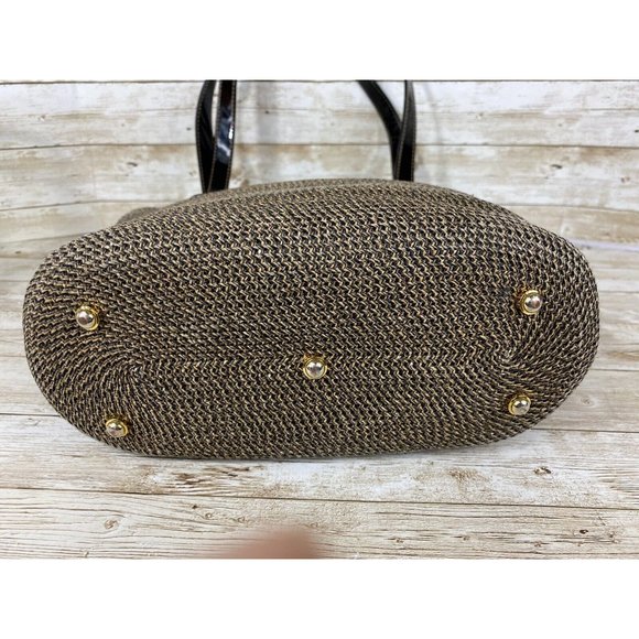 Eric Javits New York Braided Straw Patent Leather Trim Bucket Purse Handbag Bag - Picture 4 of 14